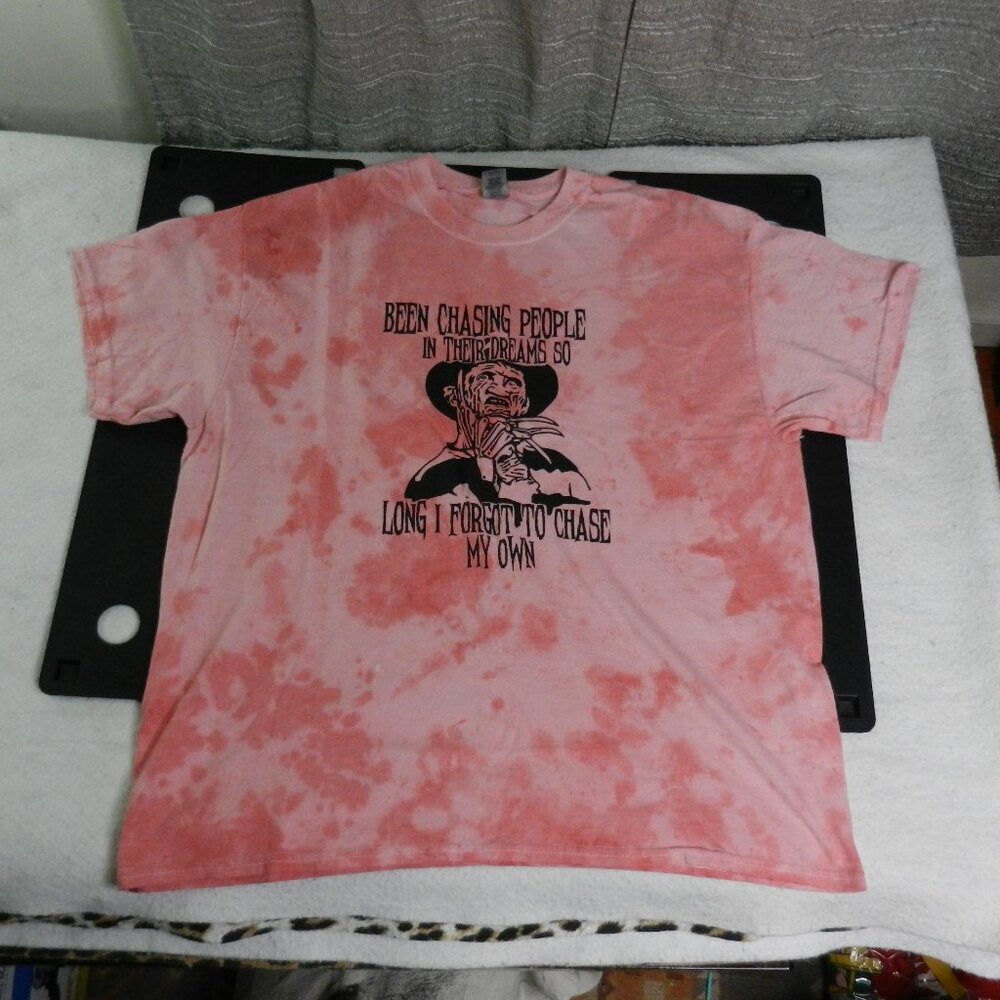 Freddy Krueger Tee Shirt Adult XL Tye Dye Big Face Graphic Quote Cotton Crewneck